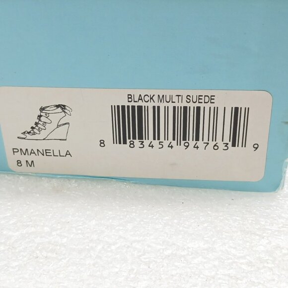 Guess by Marciano PManella Black Multi Suede Lace-Up Wedge Sandals 8 w/ Box VGUC - Picture 16 of 16